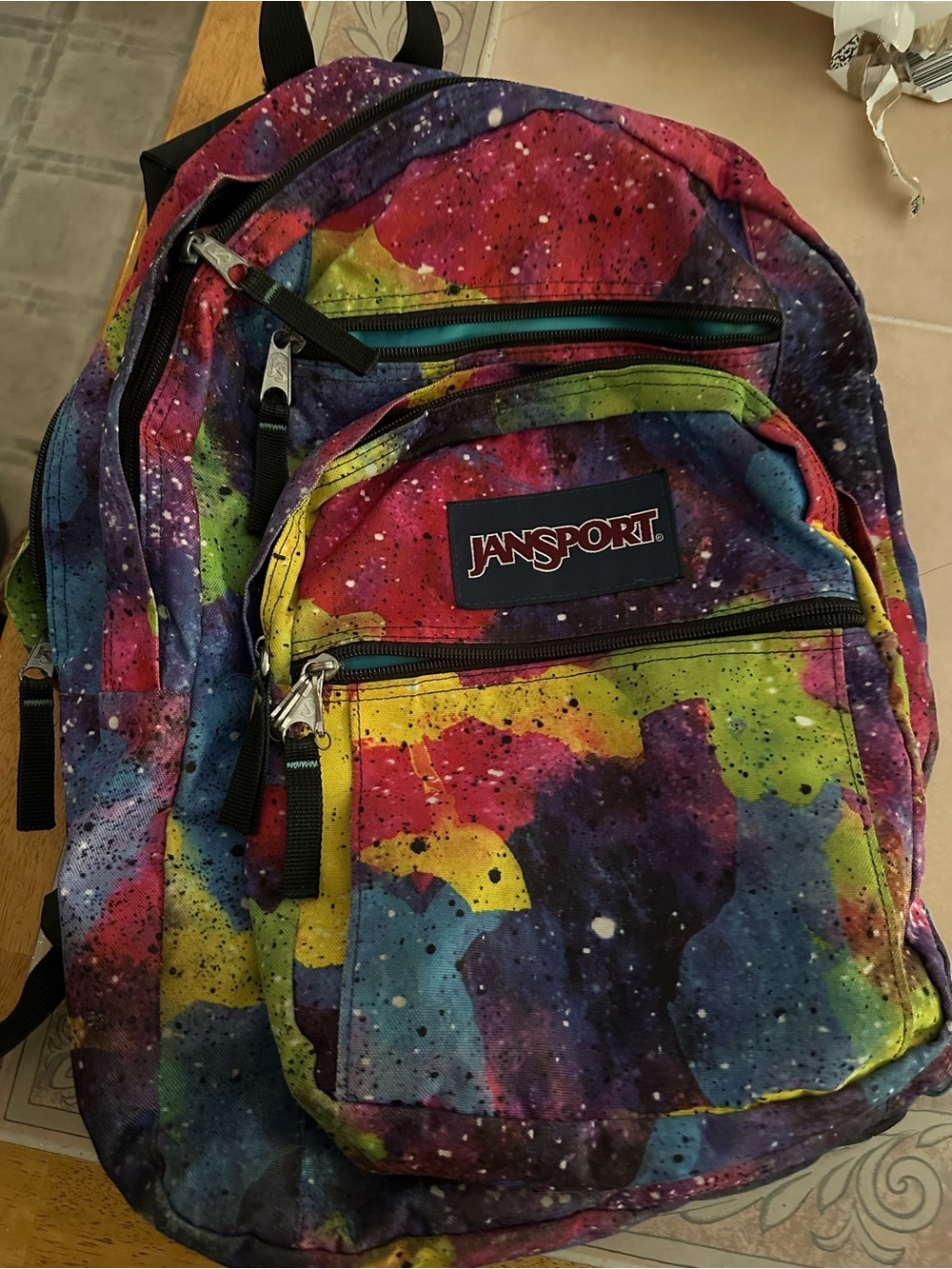Jansport Multicolor Galaxy Backpack with Neon Accents - great condition